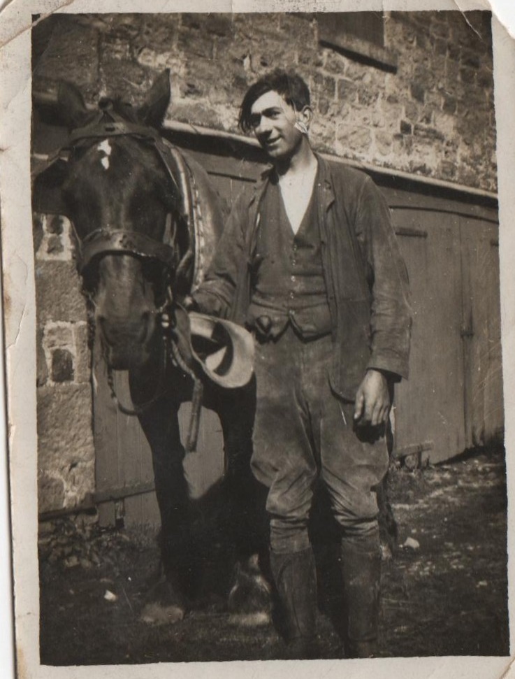 Clifford Bosomworth with a horse at West Moor Farm, Finghall